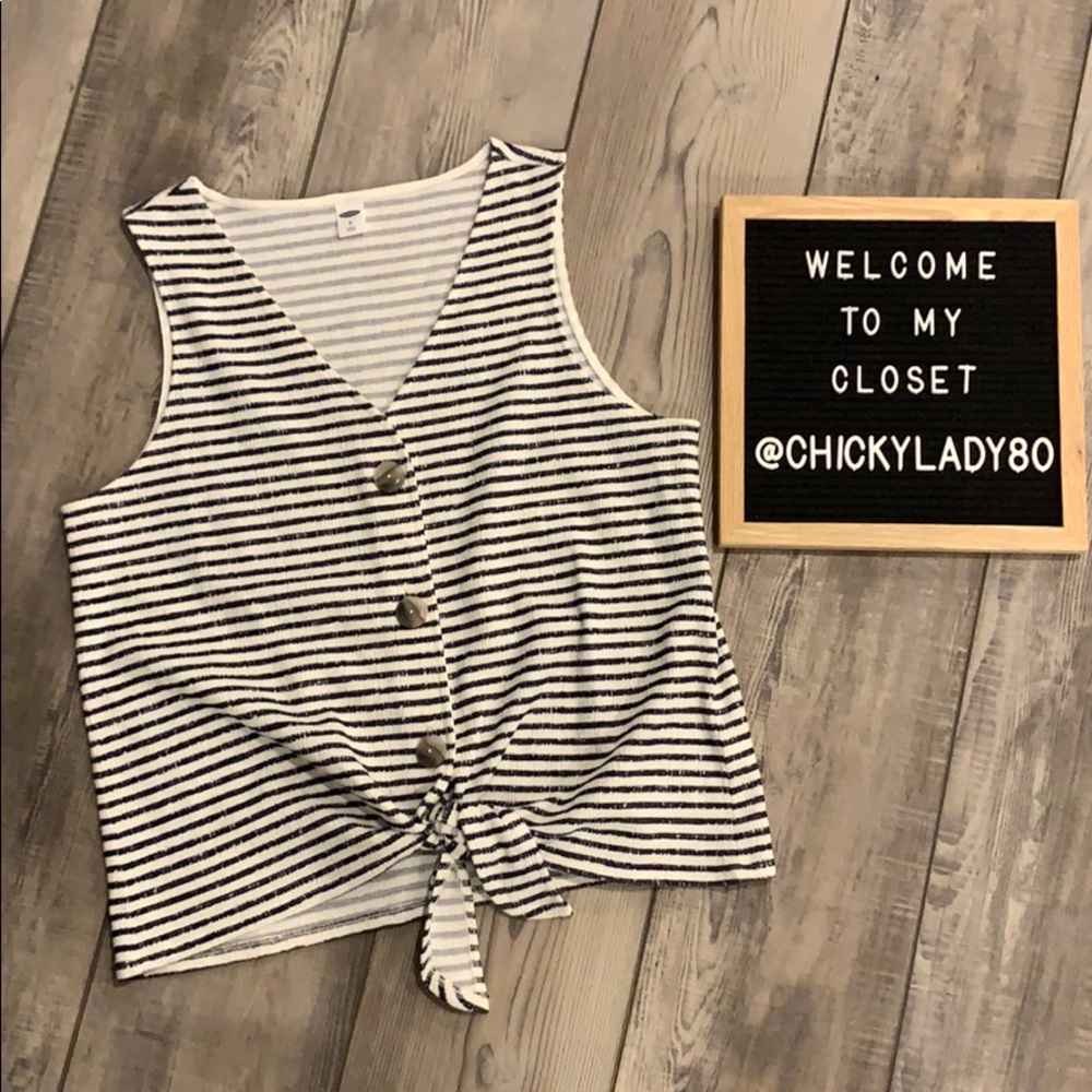 Old Navy Tank navy/cream button down